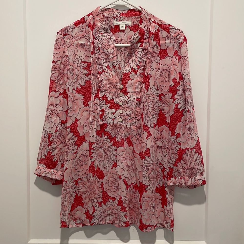 Banana Republic pink floral blouse